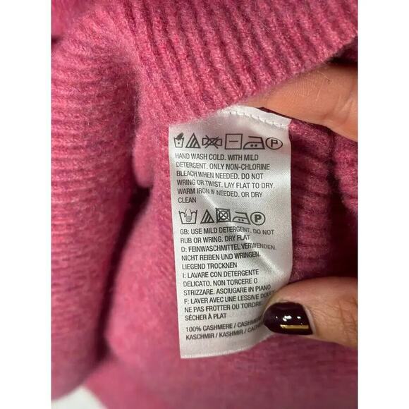 Isaac Mizrahi Pink Cashmere V-Neck Ruffle Peplum Sweater | Women’s Size M - Picture 9 of 9